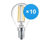 Mehrfachpackung 10x Philips Corepro LED Lustre E14 Kugel Fadenlampe Klar 4.3W 470lm - 827 Extra Warmweiß | Ersatz für 40W